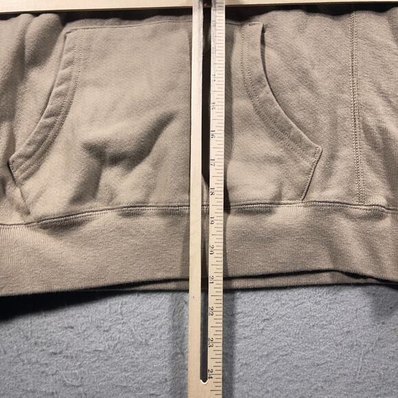 Champion‎ Hoodie Men Medium Beige Reverse Weave Pullover Sweatshirt Logo + Spots - Picture 5 of 9